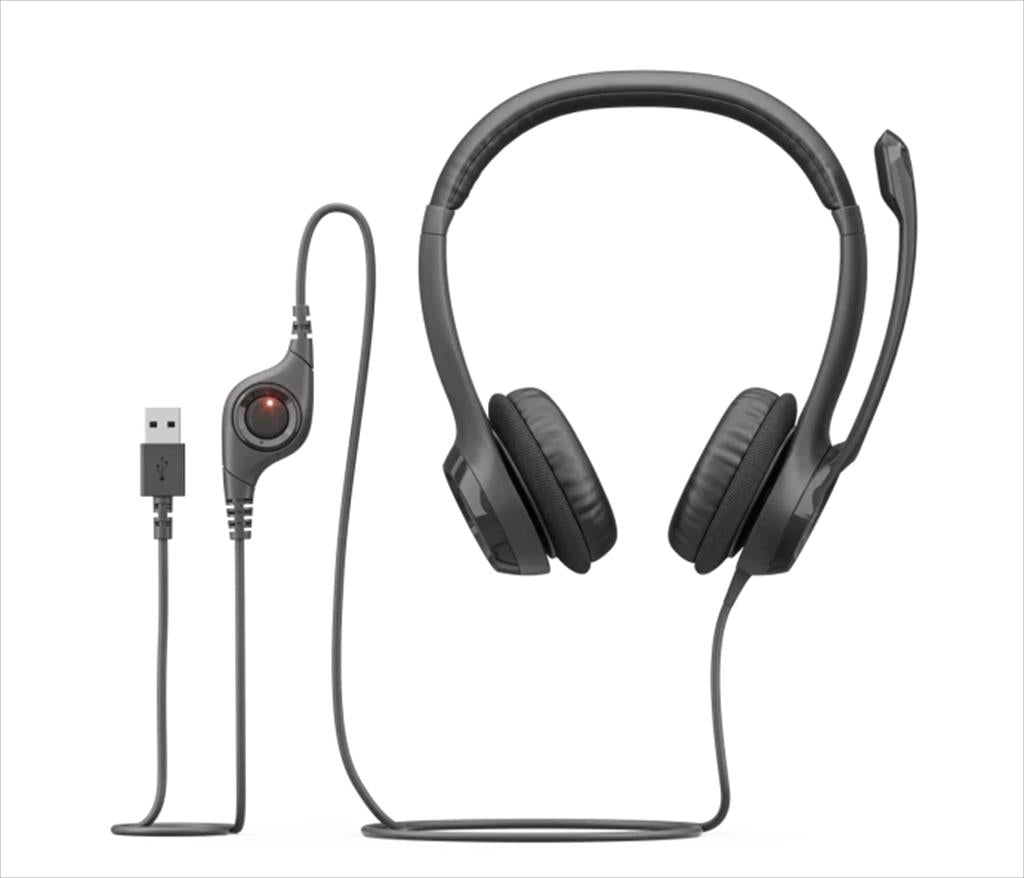 HEADPHONES LOGITECH H390 USB Black w/Microphone 981-000406