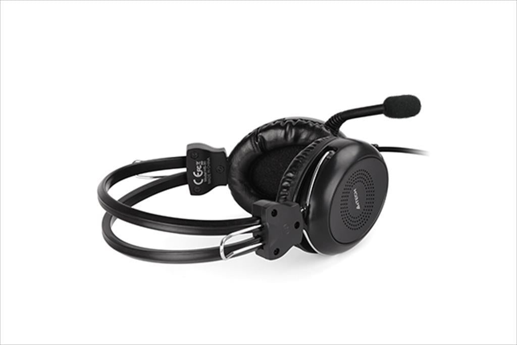 HEADPHONES A4TECH HU-30, w/microphone, USB, Black