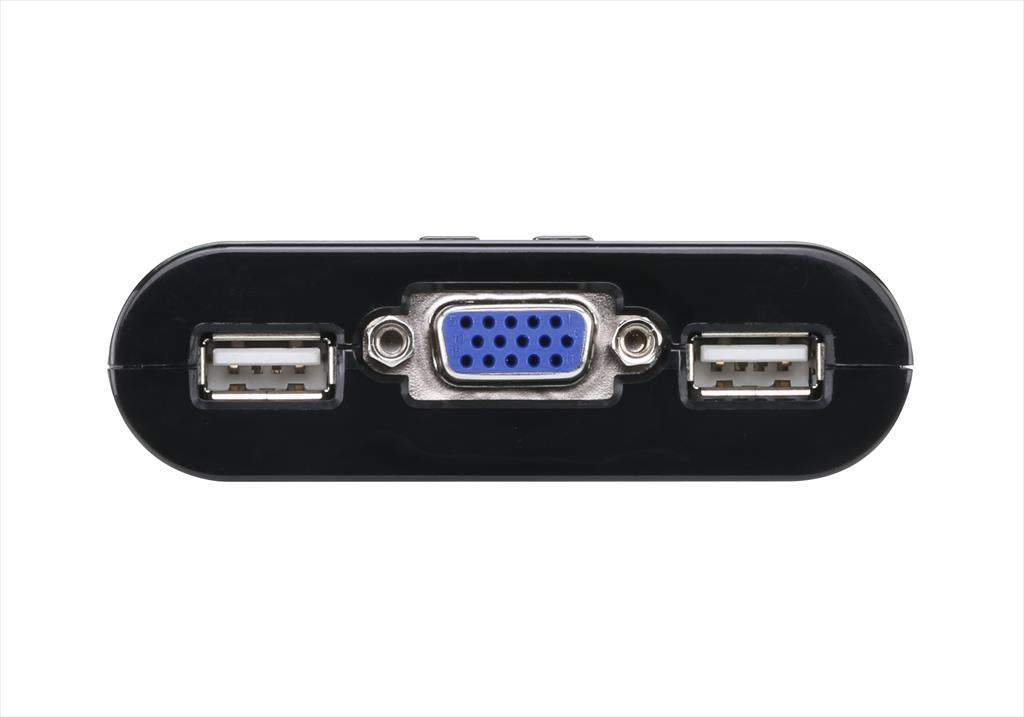 KVM Switch 2port, USB, w/ KVM set, Remote Port Selector, ATEN, CS22U-AT