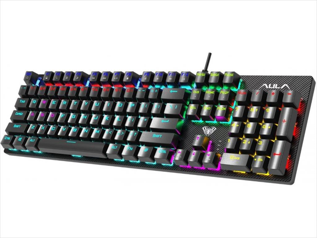 KEYBOARD MECHANICAL AULA RETRIBUTION TACTILE BLUE Switch Illuminated Black, 316527