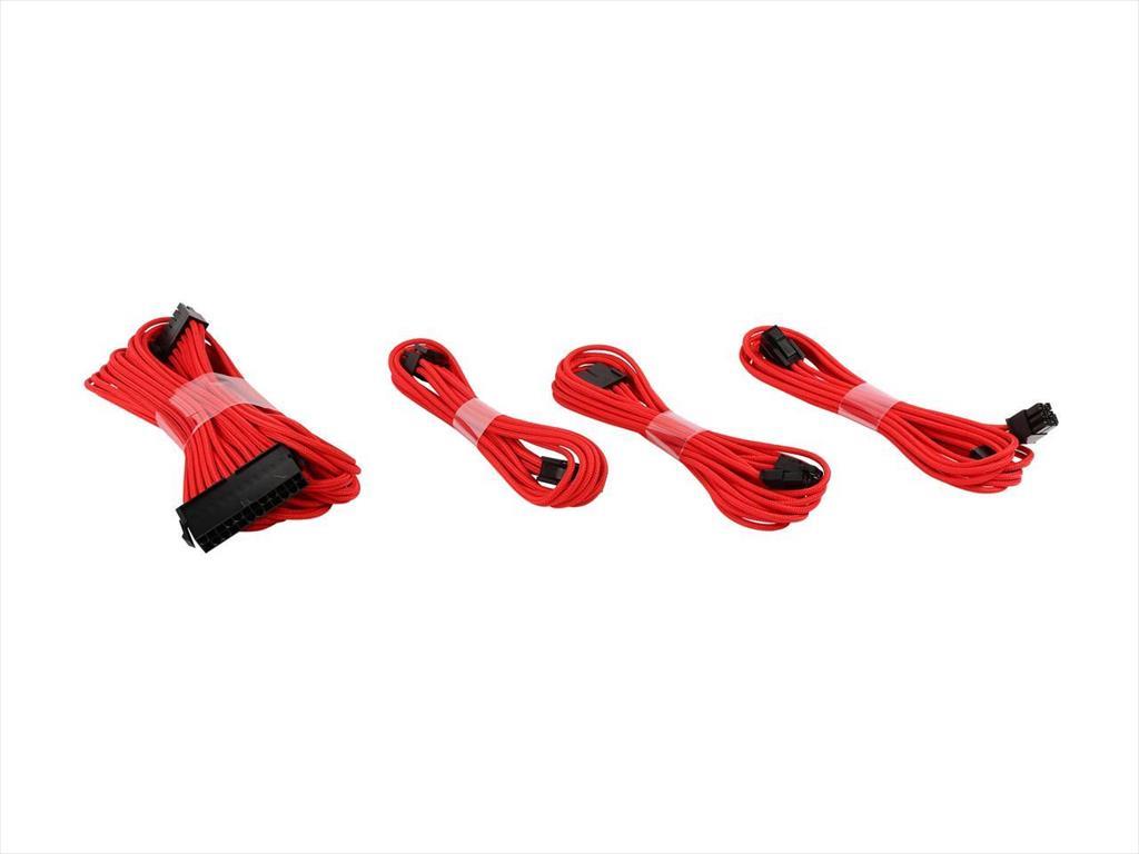 EXTENSION PSU KIT PHANTEX ATX 24-pin, CPU 4+4-pin, PCI-E 6+2-pin x2, 30cm w/cable clips RED, PH-CB-CMBO_RD