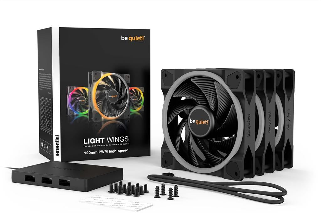 COOLERS CASE FAN 120mm BE QUIET! LIGHT WINGS PWM high-speed 2.500rpm ARGB, RIFLE BEARING, Triple Pack, BL077