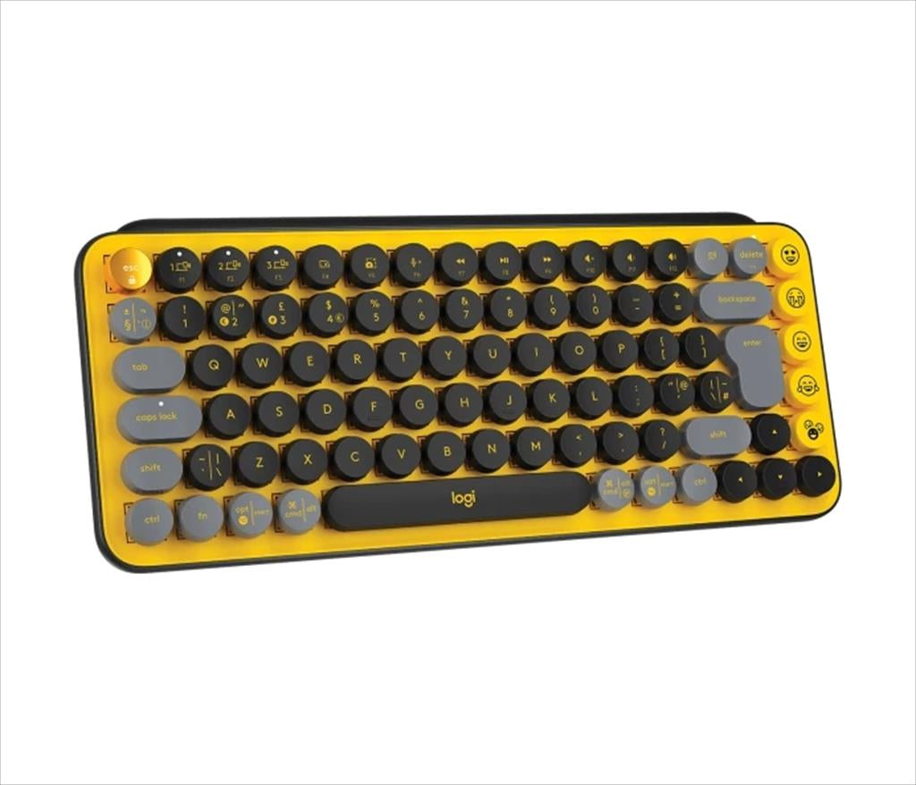 KEYBOARD MECHANICAL LOGITECH POP KEYS Brown Tactile switch w/Emoji, Logi Bolt w/Bluetooth Multi-device Blast Yellow 920-010735