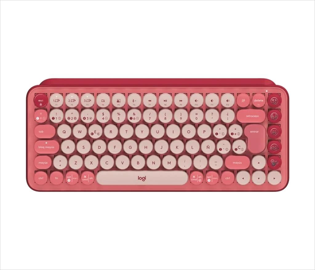 KEYBOARD MECHANICAL LOGITECH POP KEYS Brown Tactile switch w/Emoji, Logi Bolt w/Bluetooth Multi-device Heartbreaker Rose 920-010737