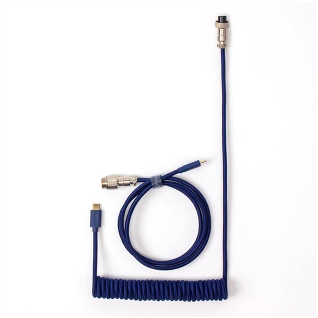 KEYBOARD ACCESSORY KEYCHRON COILED AVIATOR CUSTOM CABLE (Type-C to Type-C) w/adapter type-A to Type-C, Blue, Cab-L