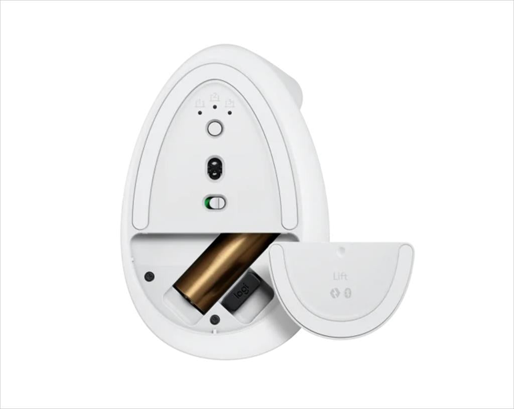 MOUSE WIRELESS LOGITECH LIFT VERTICAL ERGONOMIC OPTICAL w/ Bluetooth Logi Bolt, Off-White, 910-006475