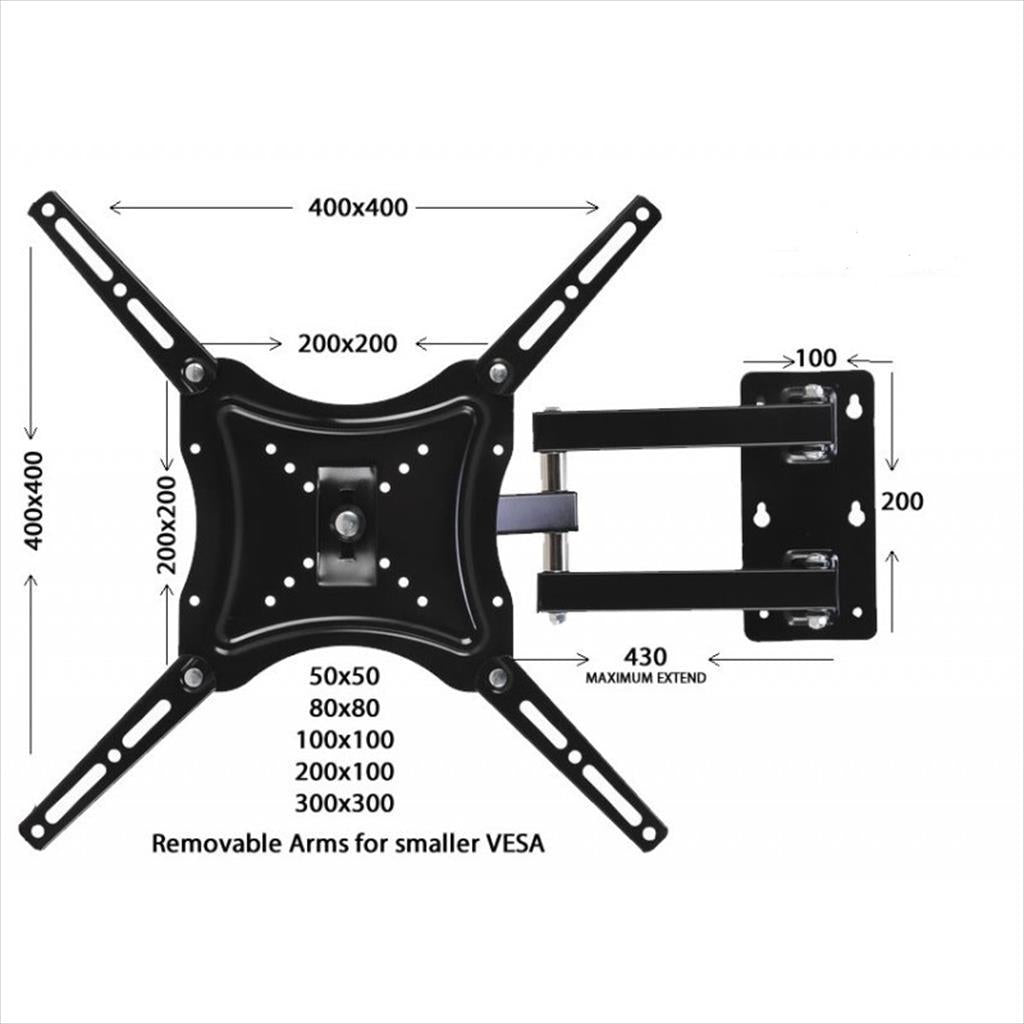 TV BRACKET MOUNT 14-55", 50kg, Flex, Tilt, VESA up to 400x400 HDL-117B-2, 83797