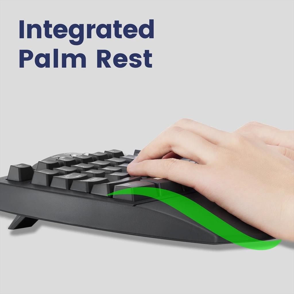 KEYBOARD WIRED USB PERIXX PERIBOARD-512 ERGONOMIC BLACK, 11525